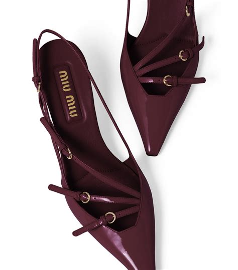 miu miu leather slingback pumps|Patent leather slingback pumps .